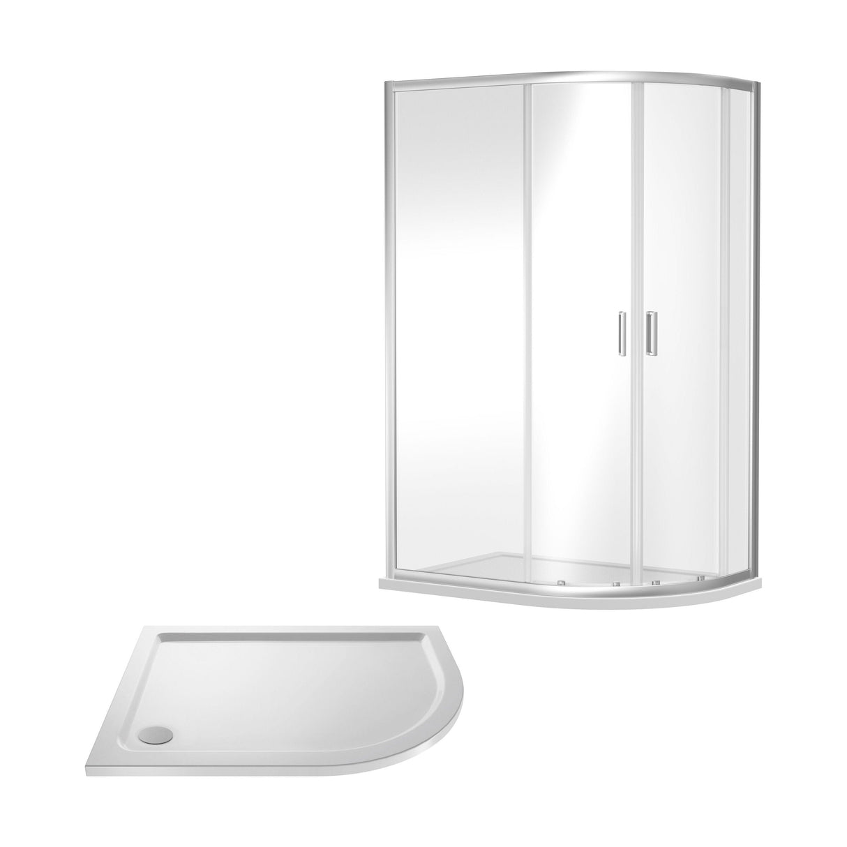 [BEZRU008] 6mm Toughened Safety Glass Offset Quadrant Shower Enclosure Bundle, Choice of Size and Colour - Cutout