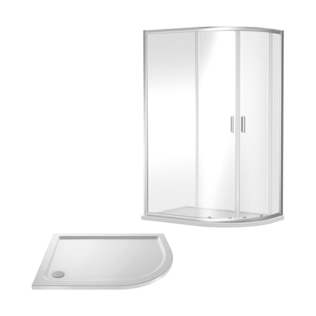 [BEZRU008] 6mm Toughened Safety Glass Offset Quadrant Shower Enclosure Bundle, Choice of Size and Colour - Cutout