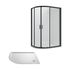 [BEZRU009] 6mm Toughened Safety Glass Offset Quadrant Shower Enclosure Bundle, Choice of Size and Colour - Cutout