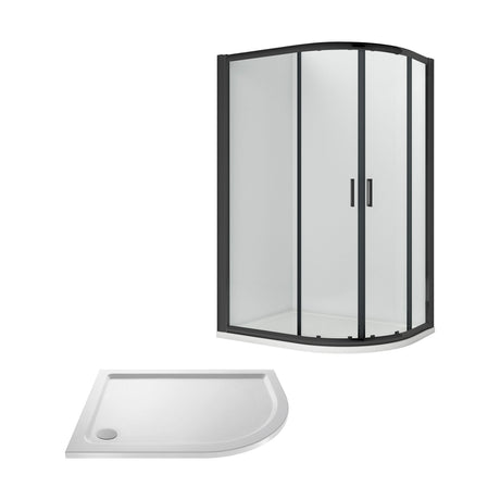 [BEZRU010] 6mm Toughened Safety Glass Offset Quadrant Shower Enclosure Bundle, Choice of Size and Colour - Cutout