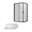 [BEZRU010] Balterley Ruwa Shower Enclosure Bundle: Offset Right Hand Quadrant & Slimline Tray, 1000 x 800 mm Black/White - Cutout