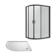 [BEZRU011] Balterley Ruwa Shower Enclosure Bundle: Offset Left Hand Quadrant & Slimline Tray, 1200 x 800 mm Black/White - Cutout