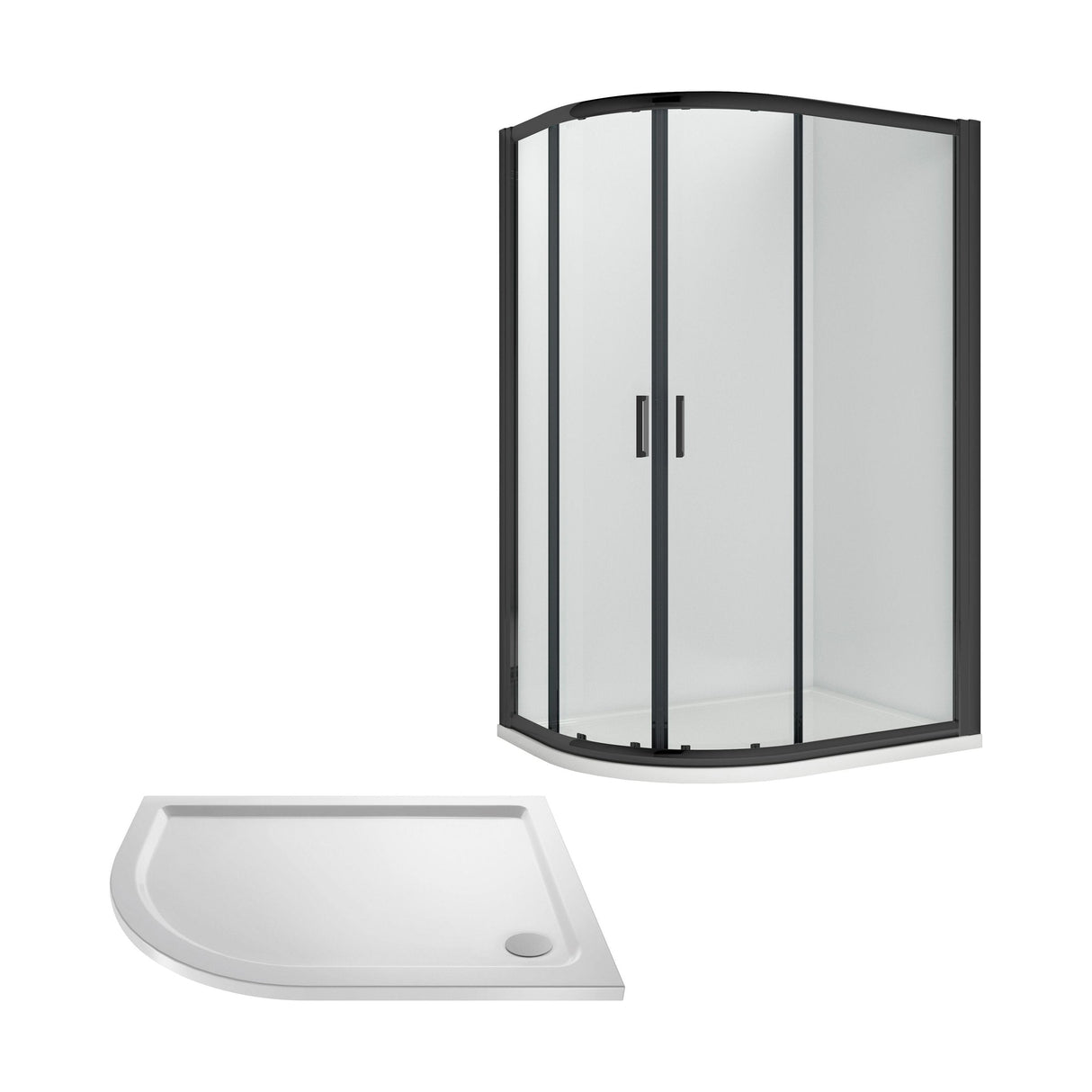 [BEZRU011] 6mm Toughened Safety Glass Offset Quadrant Shower Enclosure Bundle, Choice of Size and Colour - Cutout