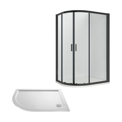 [BEZRU011] 6mm Toughened Safety Glass Offset Quadrant Shower Enclosure Bundle, Choice of Size and Colour - Cutout