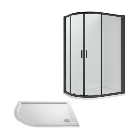 [BEZRU011] 6mm Toughened Safety Glass Offset Quadrant Shower Enclosure Bundle, Choice of Size and Colour - Cutout
