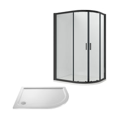 [BEZRU012] 6mm Toughened Safety Glass Offset Quadrant Shower Enclosure Bundle, Choice of Size and Colour - Cutout