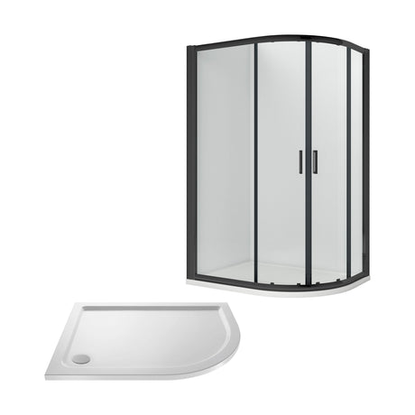 [BEZRU012] 6mm Toughened Safety Glass Offset Quadrant Shower Enclosure Bundle, Choice of Size and Colour - Cutout