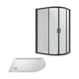 [BEZRU012] Balterley Ruwa Shower Enclosure Bundle: Offset Right Hand Quadrant & Slimline Tray, 1200 x 800 mm Black/White - Cutout
