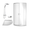 [BEZRU013] 6mm Toughened Safety Glass Quadrant Shower Enclosure Bundle with Shower, Choice of Size/Shower Shape/Colour - Cutout