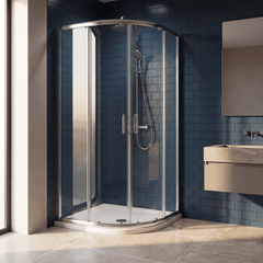 [BEZRU014] 6mm Toughened Safety Glass Quadrant Shower Enclosure Bundle with Shower, Choice of Size/Shower Shape/Colour - Silo