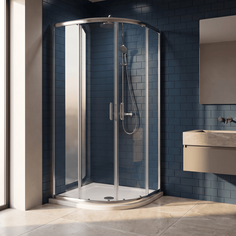 [BEZRU014] 6mm Toughened Safety Glass Quadrant Shower Enclosure Bundle with Shower, Choice of Size/Shower Shape/Colour - Silo
