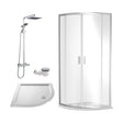 [BEZRU015] Balterley Ruwa Quadrant Shower Enclosure Bundle: Tray, Square Kit & Waste, 900 x 900 mm White/Chrome - Cutout