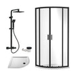 [BEZRU017] Balterley Ruwa Quadrant Shower Enclosure Bundle: Tray, Square Kit & Waste, 800 x 800 mm White/Black - Cutout