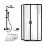 [BEZRU017] 6mm Toughened Safety Glass Quadrant Shower Enclosure Bundle with Shower, Choice of Size/Shower Shape/Colour - Cutout