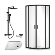 [BEZRU019] Balterley Ruwa Quadrant Shower Enclosure Bundle: Tray, Square Kit & Waste, 900 x 900 mm White/Black - Cutout
