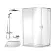 [BEZRU027] Balterley Ruwa Offset Right Quadrant: Tray, Square Kit & Waste, 1200 x 800 mm White/Chrome - Cutout