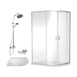 [BEZRU028] Balterley Ruwa Offset Right Quadrant: Tray, Round Kit & Waste, 1200 x 800 mm White/Chrome - Cutout