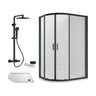 [BEZRU029] 6mm Toughened Safety Glass Offset Quadrant Shower Enclosure Bundle with Shower, Choice of Size/Shower Shape/Colour - Cutout