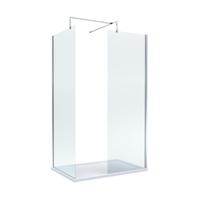 [BEZW001] Contemporary 8mm Glass Walk In Wetroom Screens and Shower Tray - Choice of Size and Finish - Cutout