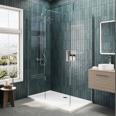 [BEZW001] Contemporary 8mm Glass Walk In Wetroom Screens and Shower Tray - Choice of Size and Finish - Lifestyle 1