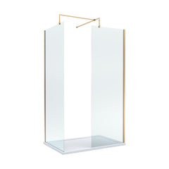 [BEZW003] Contemporary 8mm Glass Walk In Wetroom Screens and Shower Tray - Choice of Size and Finish - Cutout