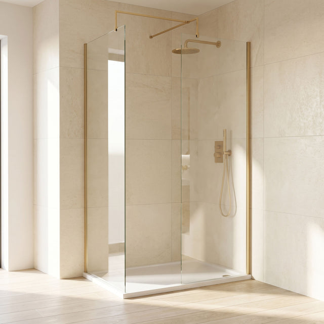 [BEZW007] Contemporary 8mm Glass Walk In Wetroom Screens and Shower Tray - Choice of Size and Finish - Silo
