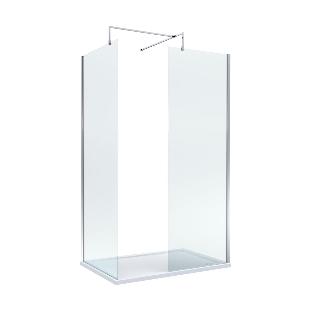 [BEZW009] Contemporary 8mm Glass Walk In Wetroom Screens and Shower Tray - Choice of Size and Finish - Cutout
