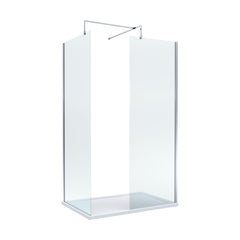 [BEZW009] Contemporary 8mm Glass Walk In Wetroom Screens and Shower Tray - Choice of Size and Finish - Cutout