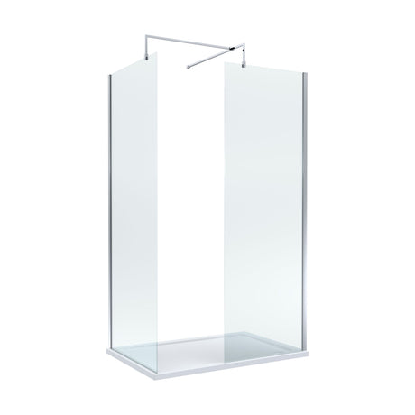 [BEZW009] Contemporary 8mm Glass Walk In Wetroom Screens and Shower Tray - Choice of Size and Finish - Cutout