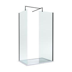 [BEZW010] Contemporary 8mm Glass Walk In Wetroom Screens and Shower Tray - Choice of Size and Finish - Cutout