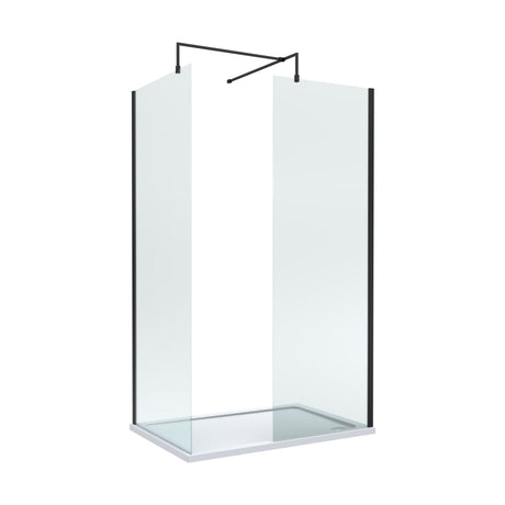 [BEZW010] Contemporary 8mm Glass Walk In Wetroom Screens and Shower Tray - Choice of Size and Finish - Cutout