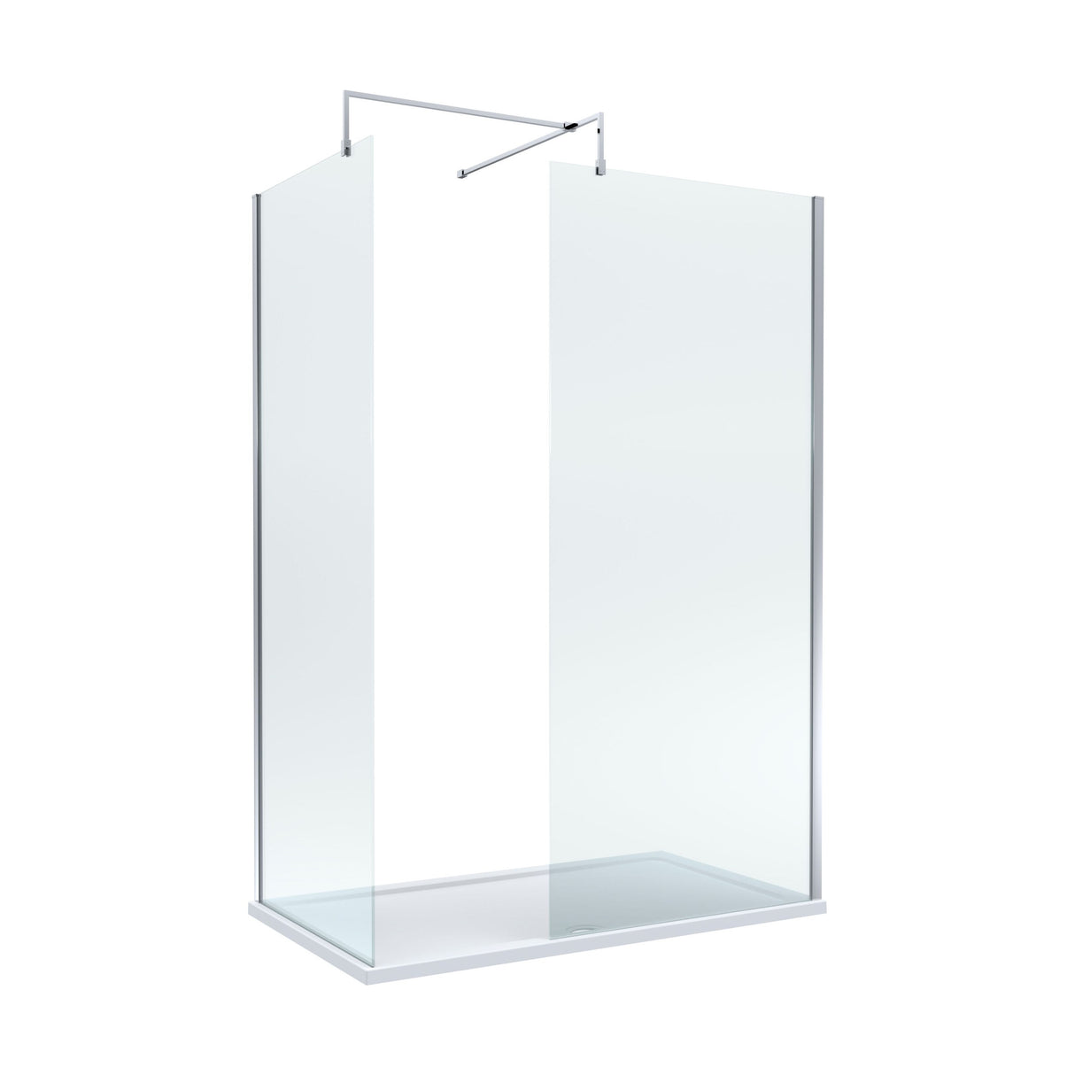 [BEZW013] Contemporary 8mm Glass Walk In Wetroom Screens and Shower Tray - Choice of Size and Finish - Cutout