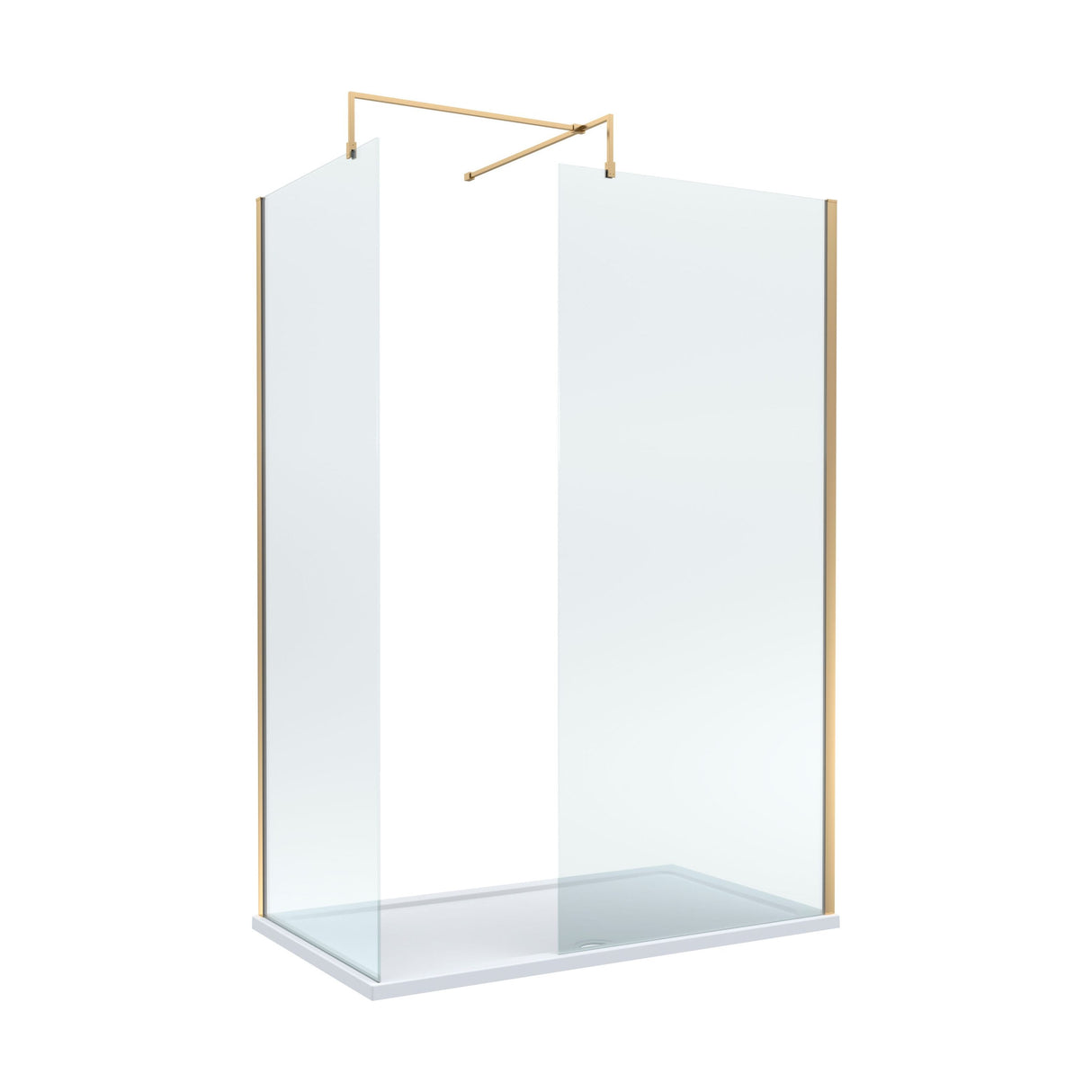 [BEZW015] Contemporary 8mm Glass Walk In Wetroom Screens and Shower Tray - Choice of Size and Finish - Cutout