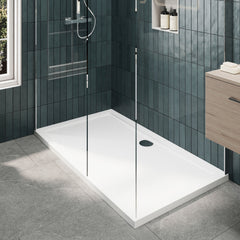 [BEZW017] Contemporary 8mm Glass Walk In Wetroom Screens and Shower Tray - Choice of Size and Finish - Lifestyle 2