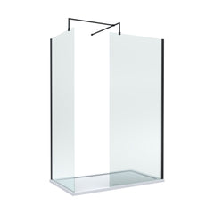 [BEZW025] Contemporary 8mm Glass Walk In Wetroom Screens and Shower Tray - Choice of Size and Finish - Cutout
