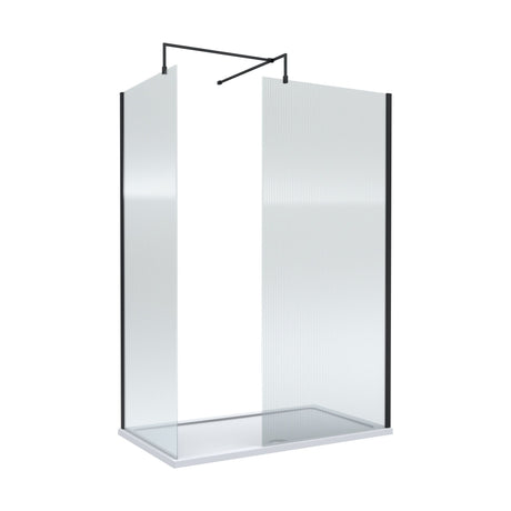 [BEZW029] Contemporary Fluted Glass Walk In Wetroom Screens and Shower Tray - Choice of Finish - Cutout