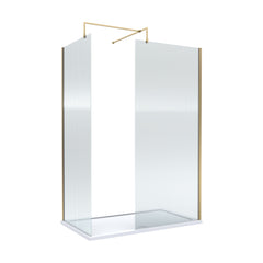 [BEZW030] Contemporary Fluted Glass Walk In Wetroom Screens and Shower Tray - Choice of Finish - Cutout