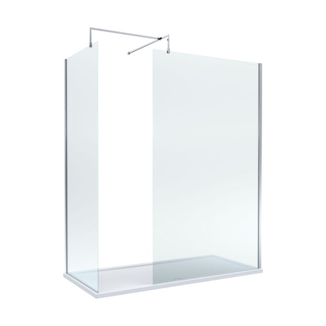 [BEZW035] Contemporary 8mm Glass Walk In Wetroom Screens and Shower Tray - Choice of Size and Finish - Cutout