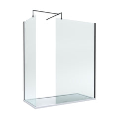 [BEZW036] Contemporary 8mm Glass Walk In Wetroom Screens and Shower Tray - Choice of Size and Finish - Cutout