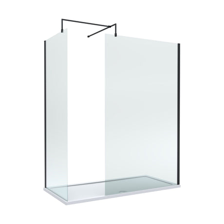 [BEZW036] Contemporary 8mm Glass Walk In Wetroom Screens and Shower Tray - Choice of Size and Finish - Cutout