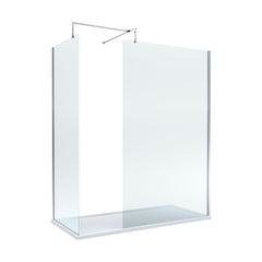 [BEZW039] Contemporary 8mm Glass Walk In Wetroom Screens and Shower Tray - Choice of Size and Finish - Cutout