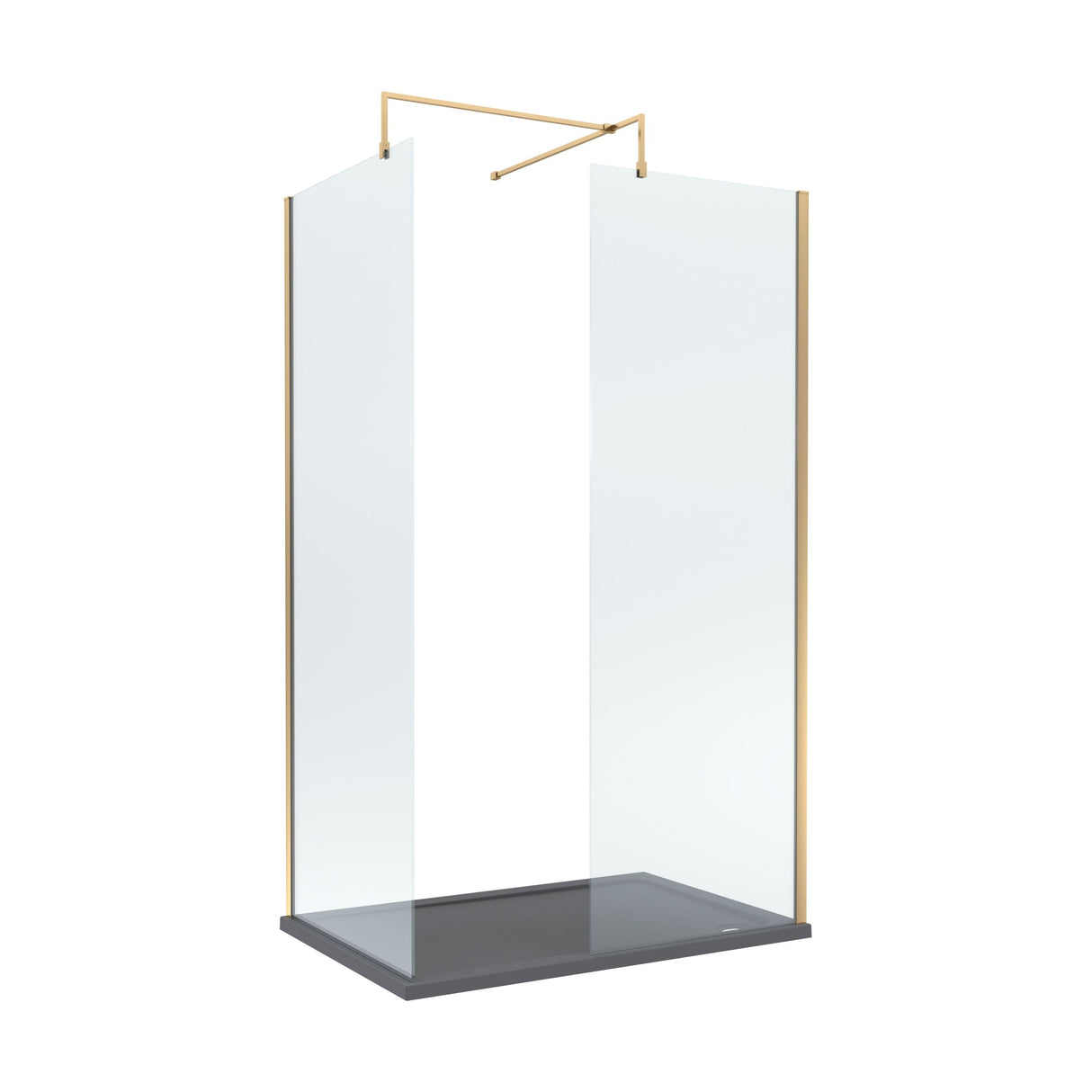 [BEZW045] Contemporary 8mm Glass Walk In Wetroom Screens and Shower Tray - Choice of Size and Finish - Cutout