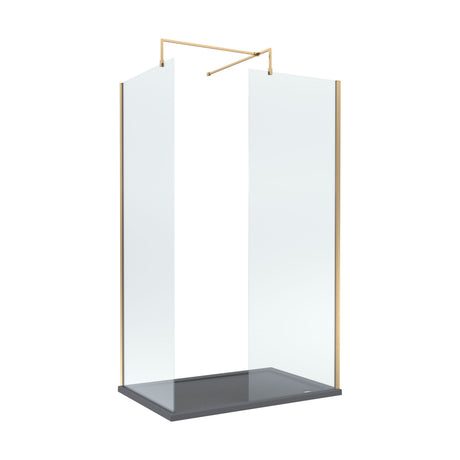 [BEZW045] Contemporary 8mm Glass Walk In Wetroom Screens and Shower Tray - Choice of Size and Finish - Cutout