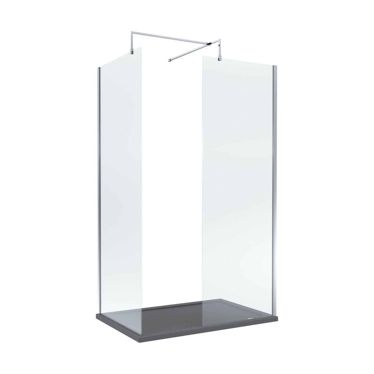 [BEZW047] Contemporary 8mm Glass Walk In Wetroom Screens and Shower Tray - Choice of Size and Finish - Cutout