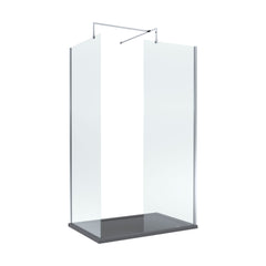 [BEZW051] Contemporary 8mm Glass Walk In Wetroom Screens and Shower Tray - Choice of Size and Finish - Cutout
