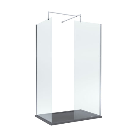 [BEZW051] Contemporary 8mm Glass Walk In Wetroom Screens and Shower Tray - Choice of Size and Finish - Cutout