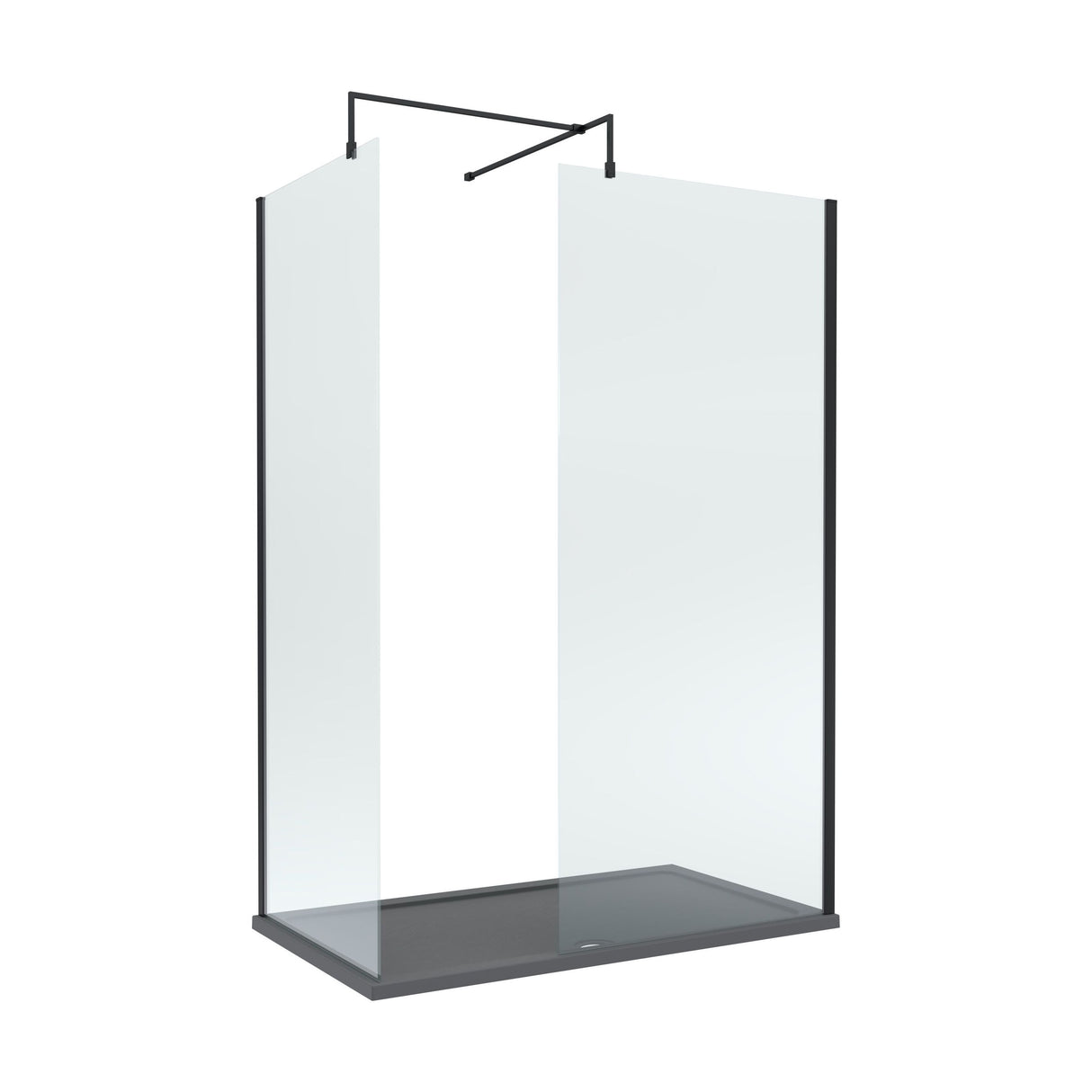 [BEZW056] Contemporary 8mm Glass Walk In Wetroom Screens and Shower Tray - Choice of Size and Finish - Cutout