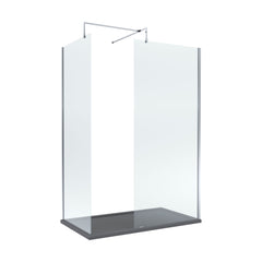 [BEZW059] Contemporary 8mm Glass Walk In Wetroom Screens and Shower Tray - Choice of Size and Finish - Cutout