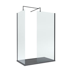 [BEZW060] Contemporary 8mm Glass Walk In Wetroom Screens and Shower Tray - Choice of Size and Finish - Cutout