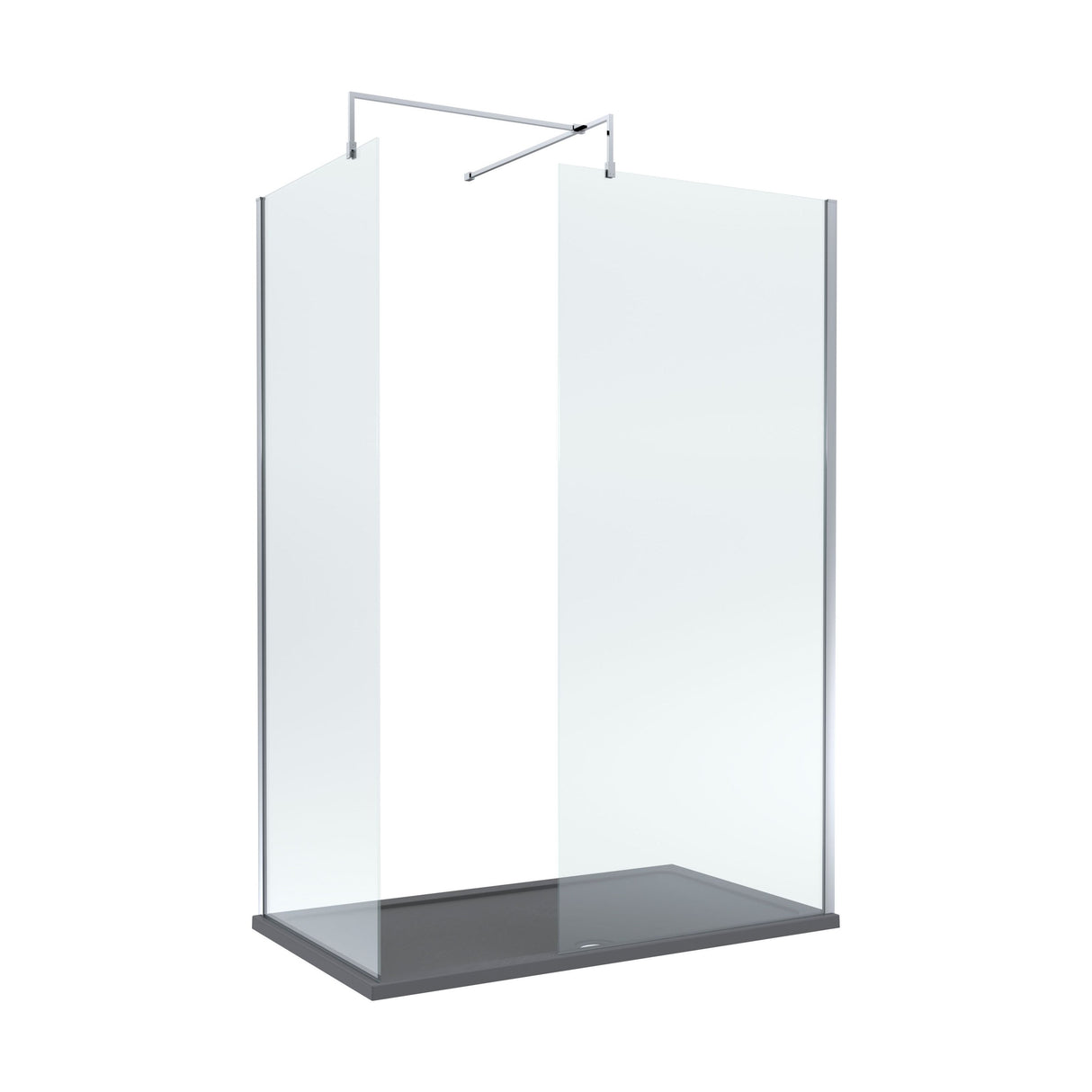 [BEZW066] Contemporary 8mm Glass Walk In Wetroom Screens and Shower Tray - Choice of Size and Finish - Cutout